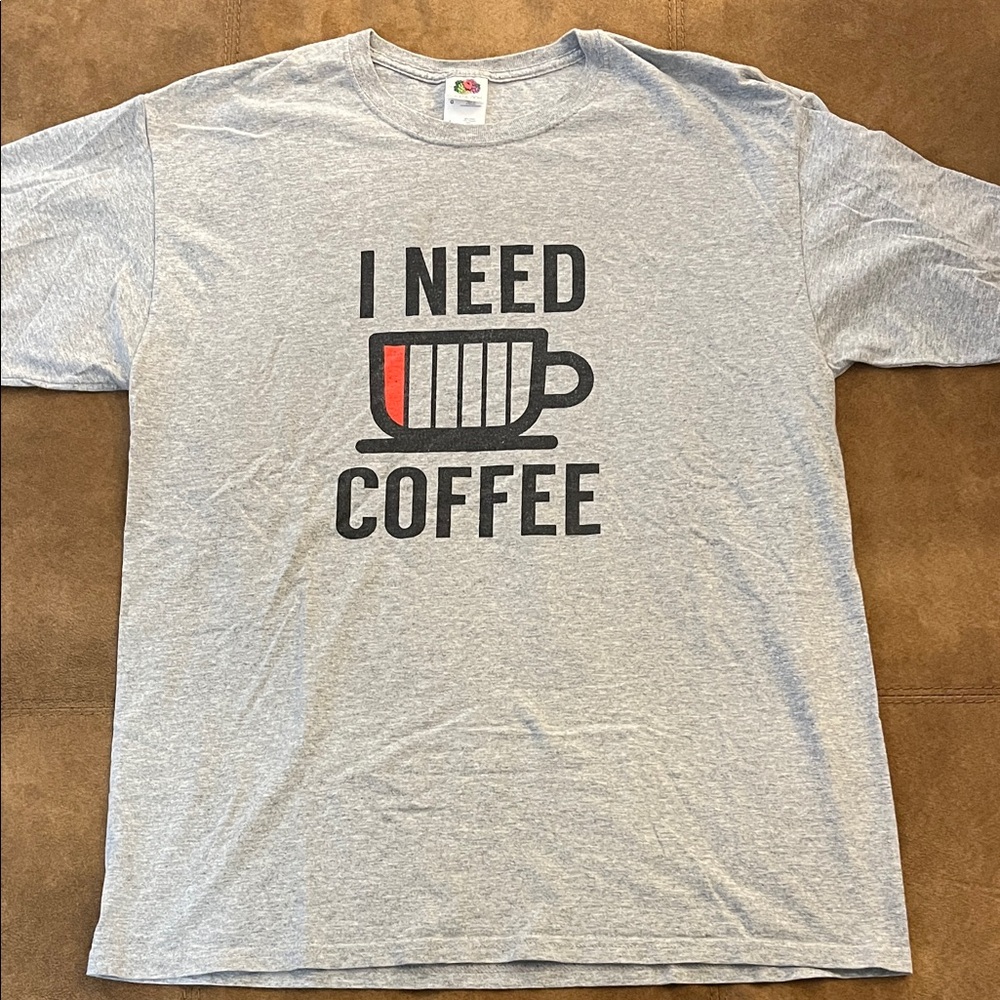 Fruit of the Loom Gray 'I Need Coffee' T-Shirt